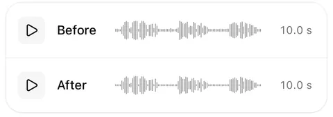 Wavli Before and After players with waveforms, 10.0 seconds each